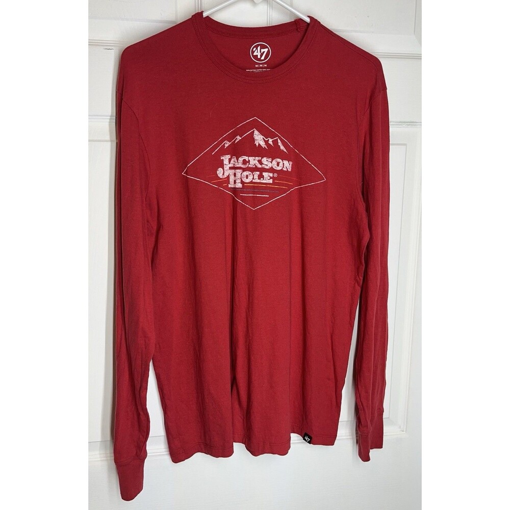47 Brand Jackson Hole Wyoming Long Sleeve T-Shirt Crew Neck Red Men’s Medium